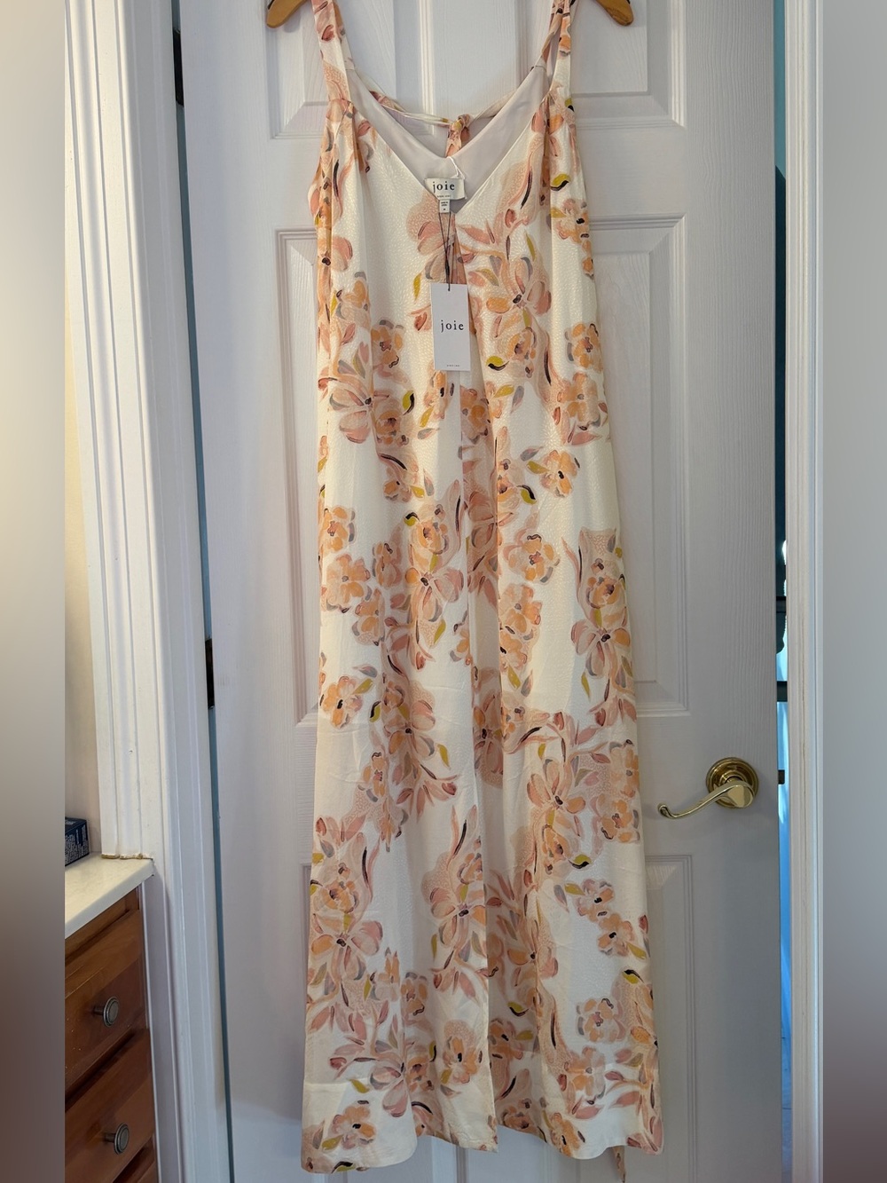 JOIE Cream Dress with Peach Floral Print
